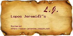 Lopos Jeremiás névjegykártya